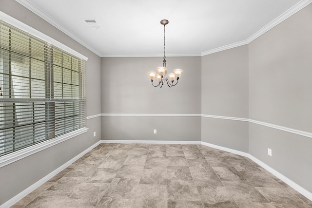 30212 Green Meadows Ln, Brookshire, TX 77423 - unfurnished room with a chandelier and ornamental molding