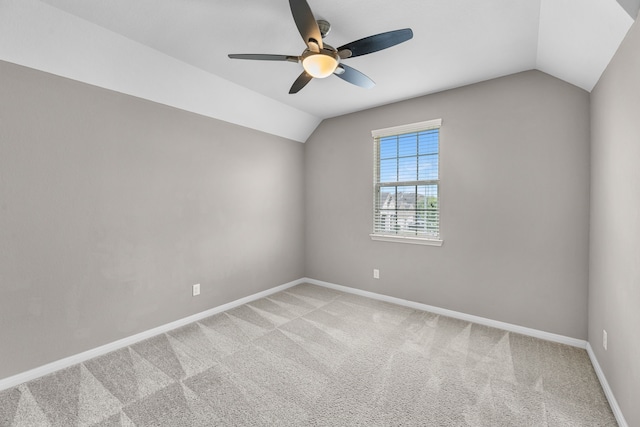 30212 Green Meadows Ln, Brookshire, TX 77423 - unfurnished room with lofted ceiling, ceiling fan, and light colored carpet