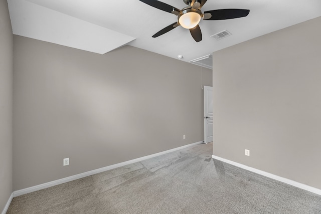 30212 Green Meadows Ln, Brookshire, TX 77423 - empty room with ceiling fan, attic access, and carpet flooring