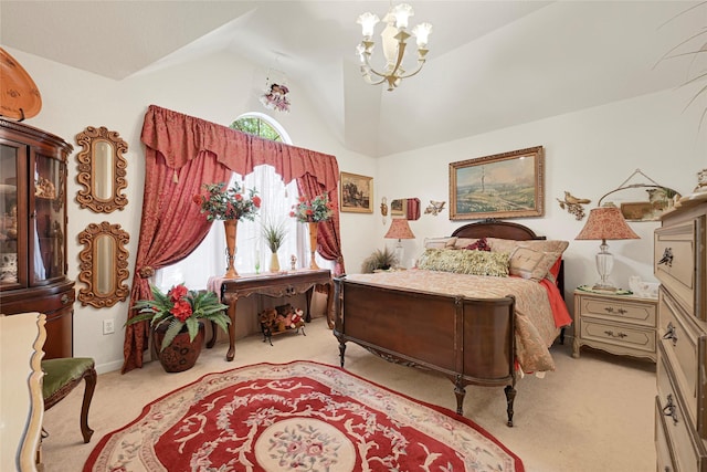 16535 Mccormick Dr, Houston, TX 77095 - carpeted bedroom with vaulted ceiling and a chandelier