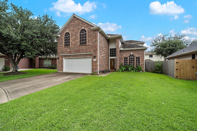 14711 Trailbrook Dr, Houston, TX 77095 - traditional-style house with an attached garage, brick siding, and concrete driveway