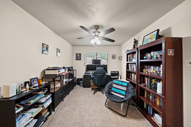 14711 Trailbrook Dr, Houston, TX 77095 - carpeted office with ceiling fan and a textured ceiling