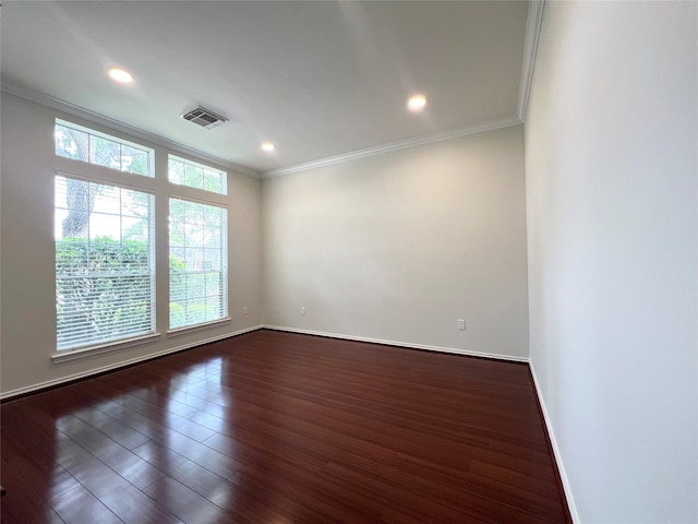 22 Crestview Trl, Houston, TX 77082 - spare room featuring ornamental molding, dark wood-style floors, and recessed lighting