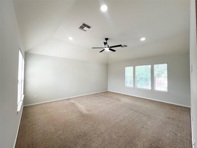 22 Crestview Trl, Houston, TX 77082 - unfurnished room featuring carpet, a ceiling fan, recessed lighting, and lofted ceiling