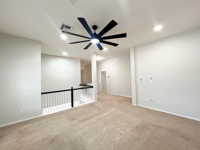 22 Crestview Trl, Houston, TX 77082 - unfurnished room featuring ceiling fan, light colored carpet, and recessed lighting