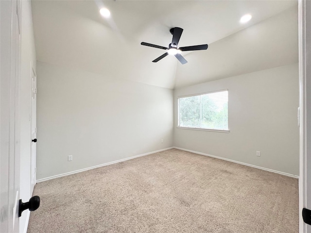 22 Crestview Trl, Houston, TX 77082 - carpeted empty room featuring vaulted ceiling and a ceiling fan