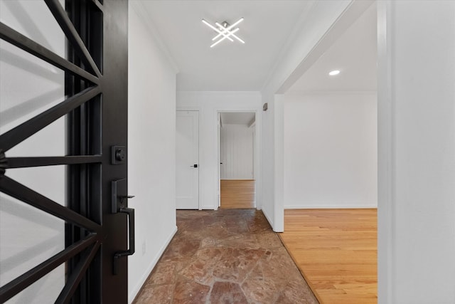 7807 Ella Lee Ln, Houston, TX 77063 - hall featuring crown molding and stone finish floors