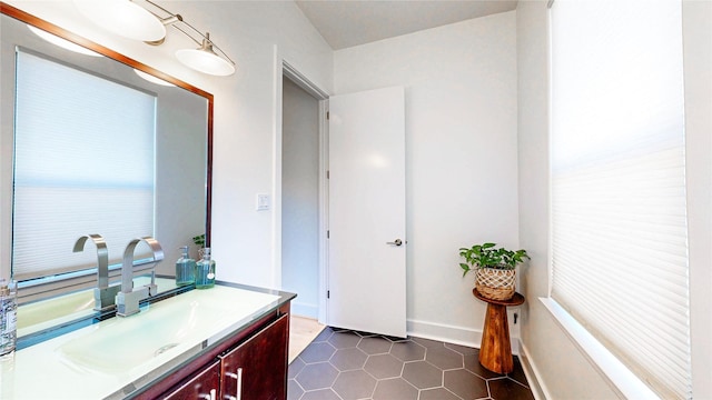1767 Michigan St, Houston, TX 77006 - bathroom with vanity and tile patterned flooring