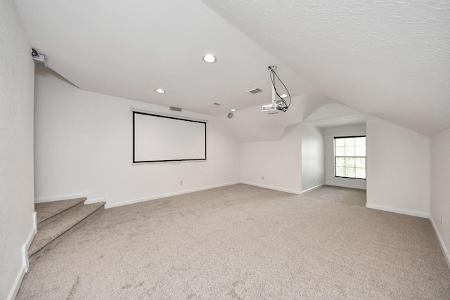 8315 Terrace Brook Dr, Houston, TX 77040 - cinema with vaulted ceiling, carpet, and recessed lighting