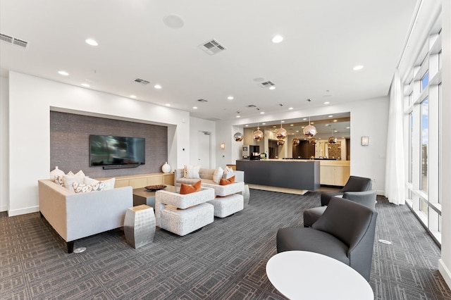 2207 Bancroft St Unit 1104, Houston, TX 77027 - carpeted living area with recessed lighting
