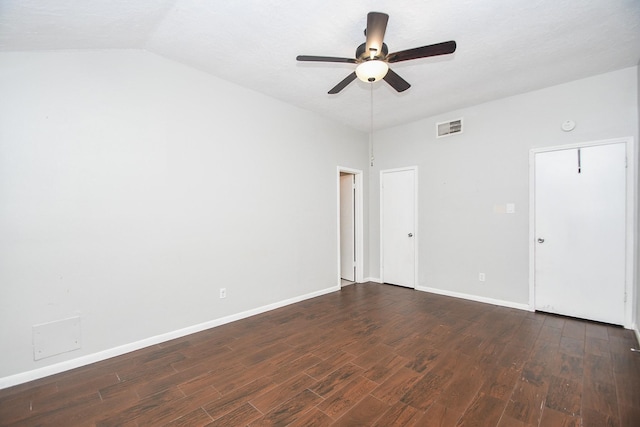 16810 Rockstone, Houston, TX 77084 - unfurnished room with dark wood-type flooring, ceiling fan, and lofted ceiling