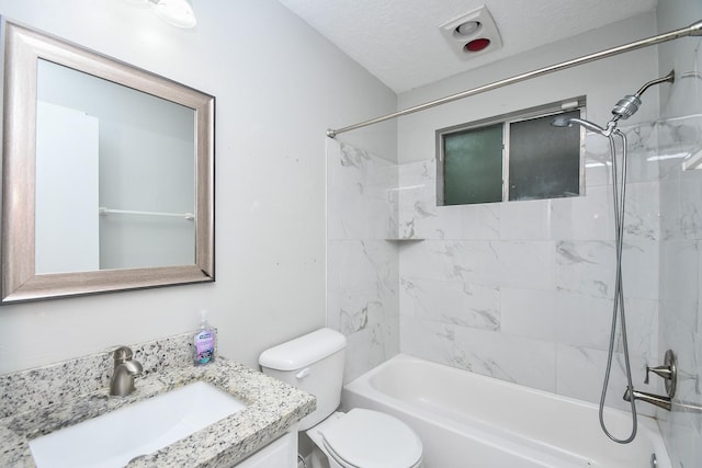 16810 Rockstone, Houston, TX 77084 - bathroom featuring vanity, shower / tub combination, and a textured ceiling