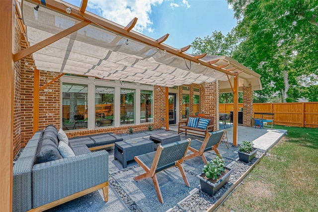 5918 Emmit Creek Ln, Sugar Land, TX 77479 - view of patio featuring an outdoor living space and a pergola