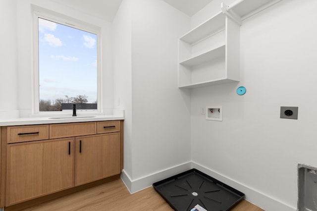 1805 Sakowitz St, Houston, TX 77020 - laundry area with hookup for an electric dryer, hookup for a washing machine, light wood-type flooring, and healthy amount of natural light