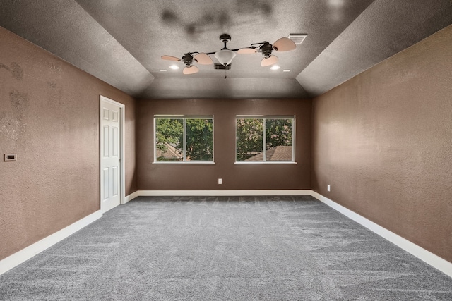 13826 Swan Hollow Ln, Houston, TX 77041 - unfurnished room featuring carpet flooring, a textured wall, ceiling fan, and a textured ceiling