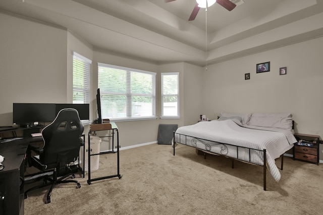 7455 Durango Creek Dr, Magnolia, TX 77354 - carpeted bedroom with a tray ceiling and a desk