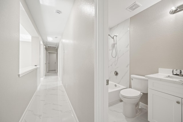 18935 Remington Bend Dr, Houston, TX 77073 - full bathroom featuring marble look tile flooring, vanity, and shower / tub combination