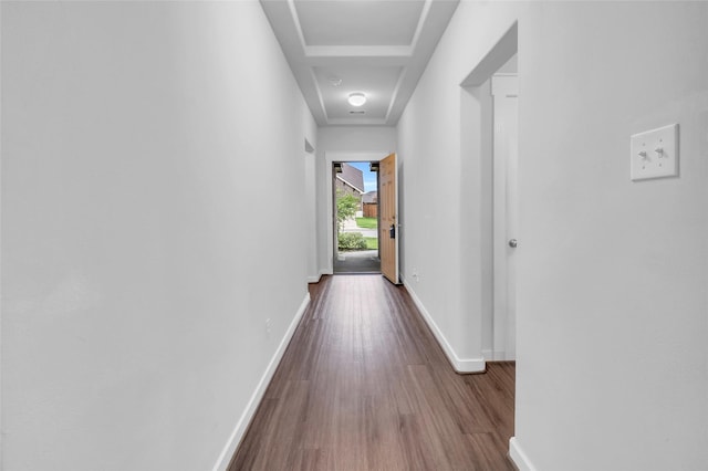 12326 Sabine Point Dr, Humble, TX 77346 - corridor with dark wood-style flooring and baseboards