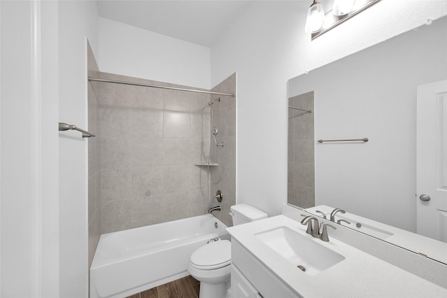 30218 Indigo Falls Dr, Brookshire, TX 77423 - full bathroom with vanity, wood finished floors, and bathtub / shower combination
