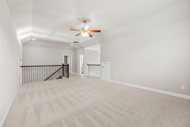 5715 Caper Shores Ln, Sugar Land, TX 77479 - carpeted empty room with vaulted ceiling and a ceiling fan