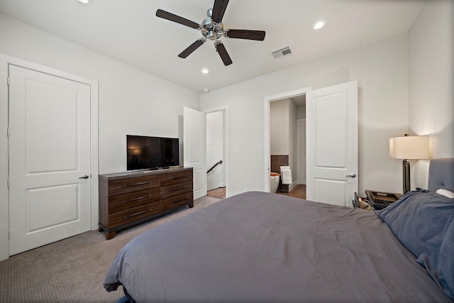 3929 Tulane Oak Dr, Houston, TX 77018 - carpeted bedroom with recessed lighting and a ceiling fan