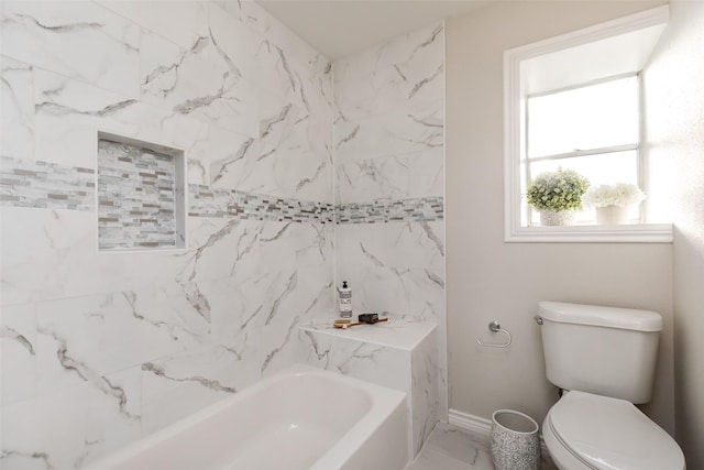 12707 Pleasant Grove Rd, Cypress, TX 77429 - full bathroom featuring marble finish floors and bathing tub / shower combination