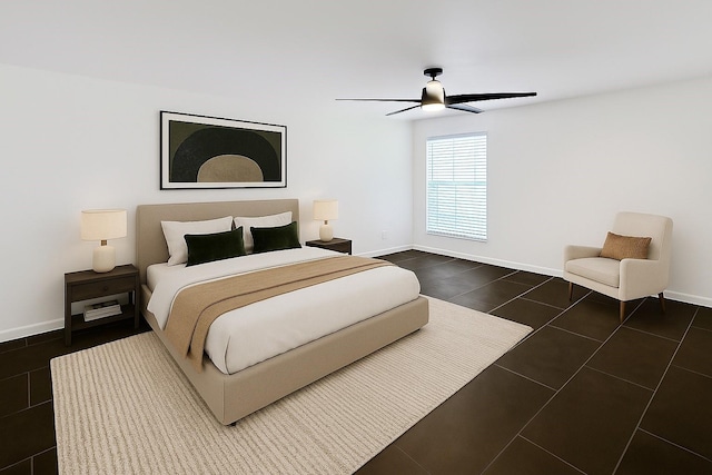 12905 Woodforest Blvd Unit 709, Houston, TX 77015 - bedroom featuring dark tile patterned floors and a ceiling fan