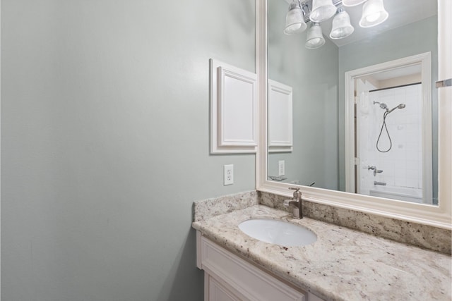 1708 Dennis St, Houston, TX 77004 - full bath featuring vanity, a chandelier, and shower / tub combination