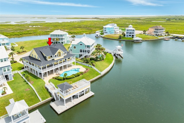 20611 E Sunset Bay Dr, Galveston, TX 77554 - bird's eye view of a nearby body of water