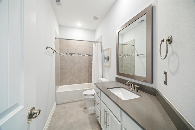 1120 Wakefield Dr, Houston, TX 77018 - full bathroom with vanity, shower / bath combination with curtain, and tile patterned floors