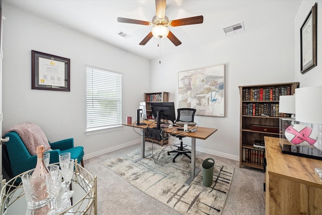 1120 Wakefield Dr, Houston, TX 77018 - home office featuring carpet flooring and a ceiling fan