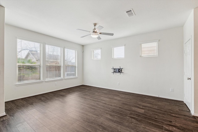 10967 Cannes Memorial Dr, Houston, TX 77043 - empty room featuring ceiling fan and dark wood-type flooring