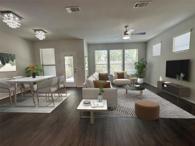 10967 Cannes Memorial Dr, Houston, TX 77043 - living room featuring a ceiling fan and wood finished floors
