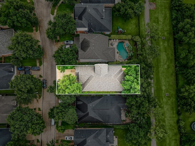 18419 S Raven Shore Dr, Cypress, TX 77433 - aerial view of property and surrounding area featuring property boundaries highlighted and a pool area