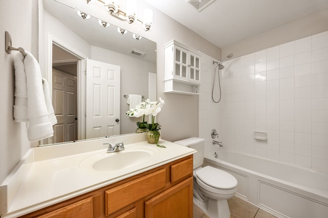 18419 S Raven Shore Dr, Cypress, TX 77433 - bathroom with vanity, shower / bath combination, and tile patterned flooring