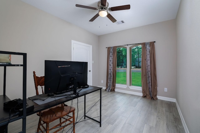 5 Corkwood Rd, Trinity, TX 75862 - office area with a ceiling fan and light wood finished floors