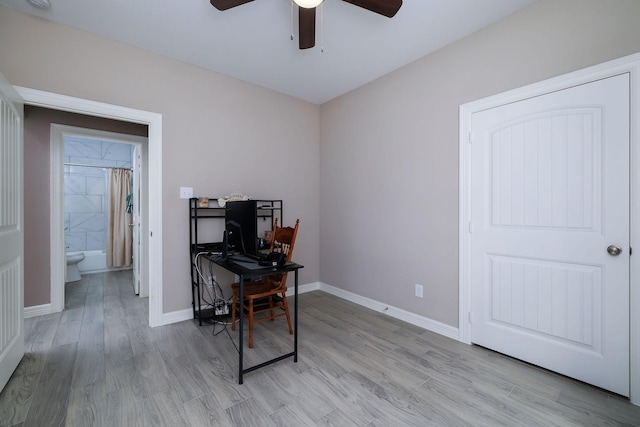 5 Corkwood Rd, Trinity, TX 75862 - home office featuring ceiling fan and light wood finished floors