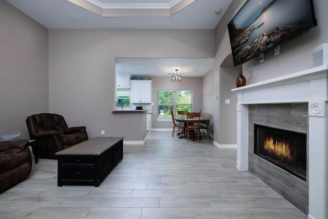 5 Corkwood Rd, Trinity, TX 75862 - living room with a fireplace, light wood-type flooring, and crown molding