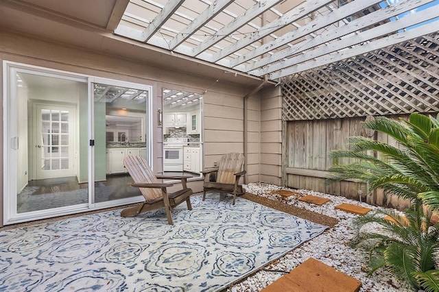 5830 Sampley Way Unit 5830, Houston, TX 77092 - view of patio with a pergola and a sink