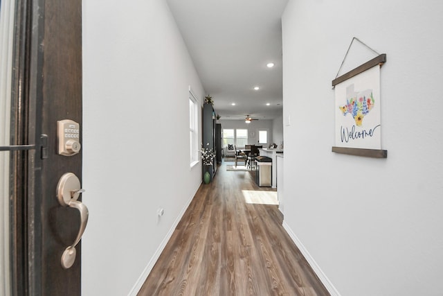 23238 Spring Genesis Ln, Katy, TX 77493 - corridor with dark wood-type flooring and recessed lighting