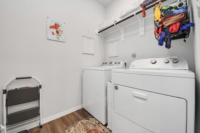 23238 Spring Genesis Ln, Katy, TX 77493 - laundry room featuring washing machine and dryer, dark wood-style floors, and heating unit