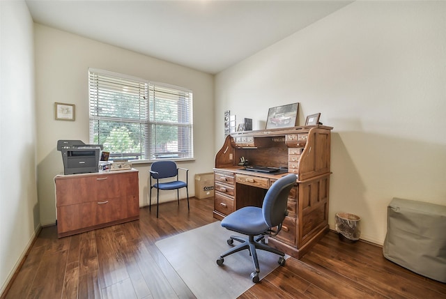 2614 Maverick Park Ln, Katy, TX 77449 - home office with dark wood-style flooring