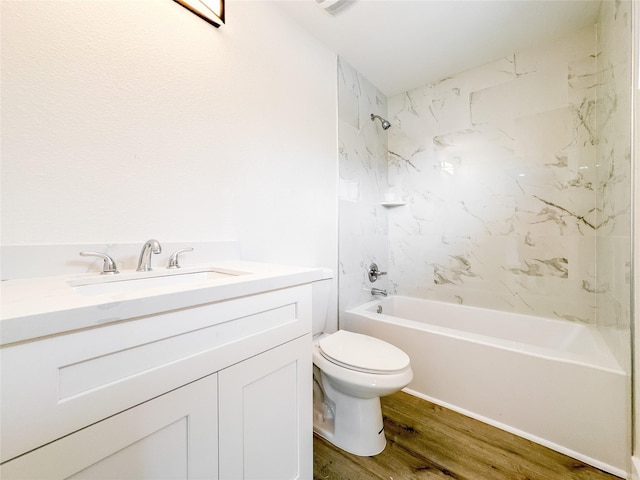 11514 Courtshire Rd, Houston, TX 77076 - bathroom with shower / bathtub combination, vanity, and wood finished floors