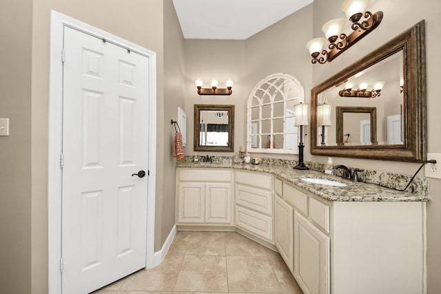 6111 Meadowstream Ct, Katy, TX 77450 - bathroom with double vanity and tile patterned floors