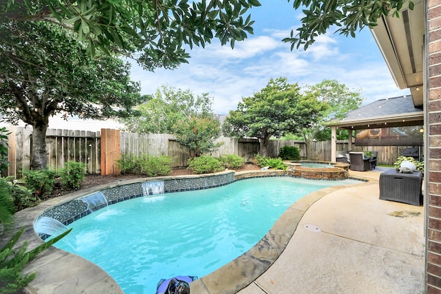 6111 Meadowstream Ct, Katy, TX 77450 - view of pool with a patio, a fenced backyard, and a pool with connected hot tub