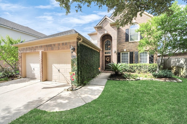 6111 Meadowstream Ct, Katy, TX 77450 - traditional home with brick siding, concrete driveway, and a garage