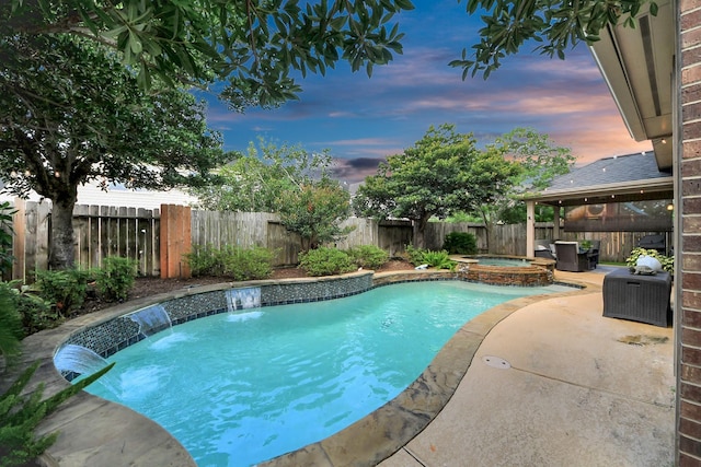 6111 Meadowstream Ct, Katy, TX 77450 - view of pool featuring a patio area, a fenced backyard, and a pool with connected hot tub
