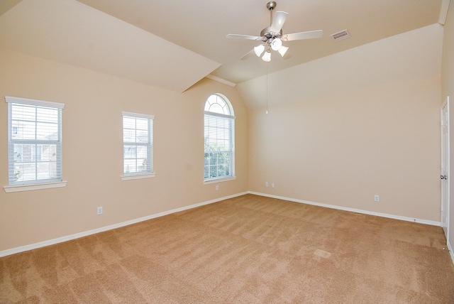 14431 Basalt Ln, Houston, TX 77077 - spare room featuring vaulted ceiling, light carpet, and ceiling fan