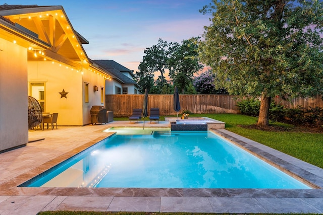 22 Mayapple Blossom Pl, Tomball, TX 77375 - view of pool with a fenced backyard, a patio, and a pool with connected hot tub