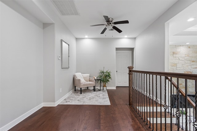 4511 Palo Pinto Dr, Houston, TX 77041 - hallway with dark wood-type flooring and recessed lighting